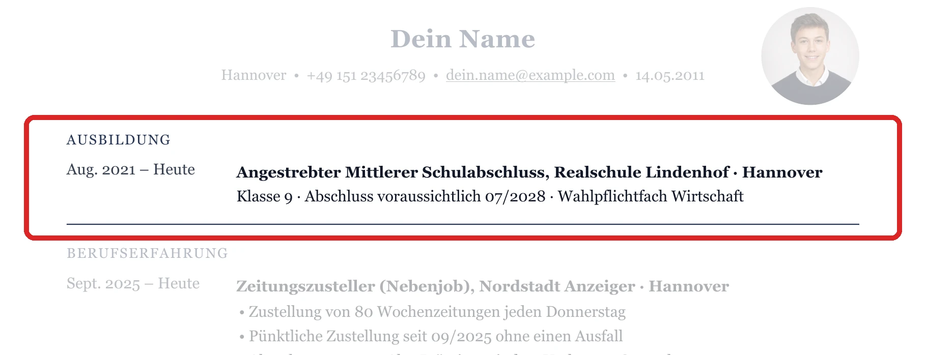 Schulbildung im Muster – Muster Schülerpraktikum allgemein