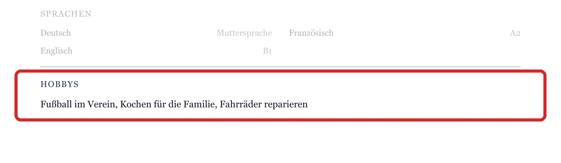 Hobbys im Muster – Muster Schülerpraktikum allgemein