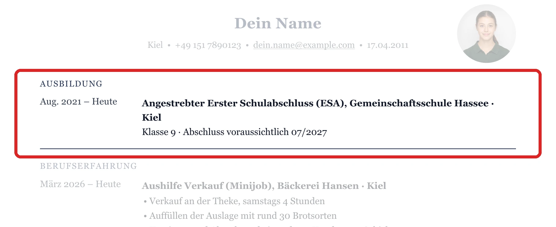 Schulbildung im Muster – Muster Einzelhandel & Gastronomie