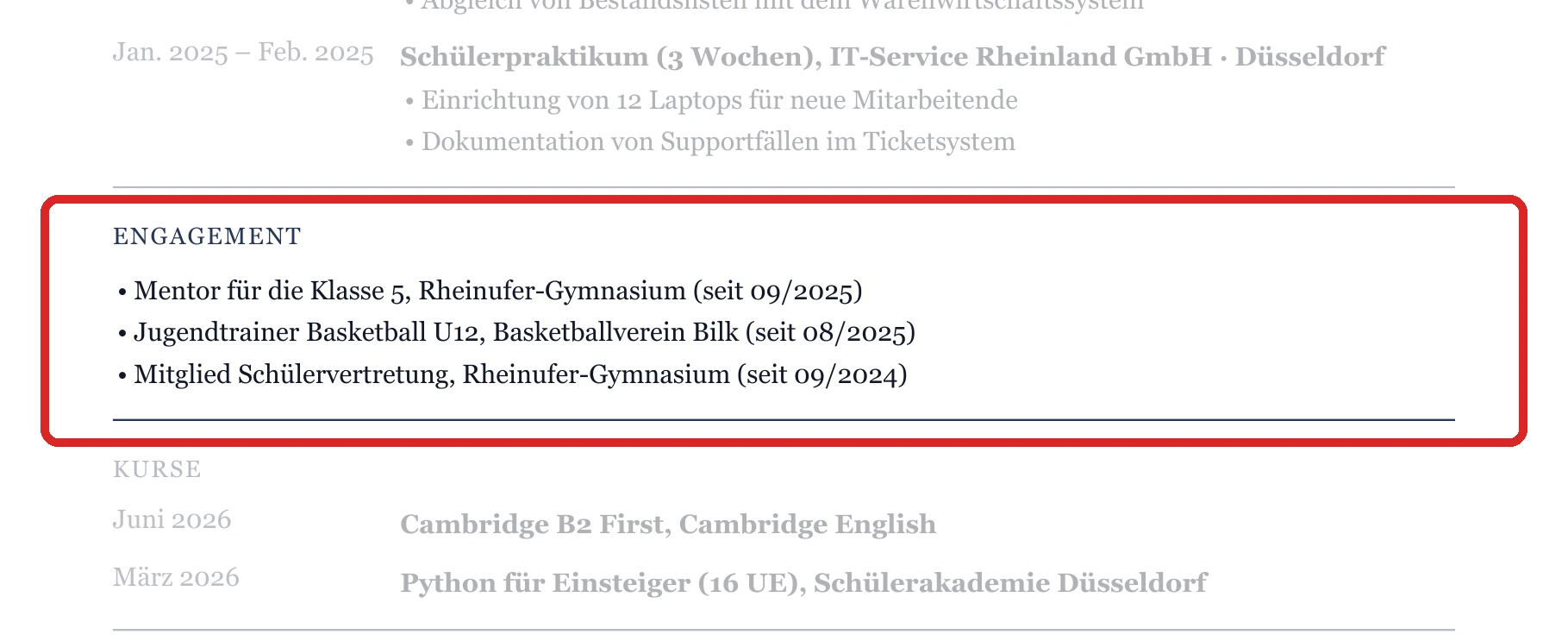 Engagement im Muster – Muster Oberstufe & FOS