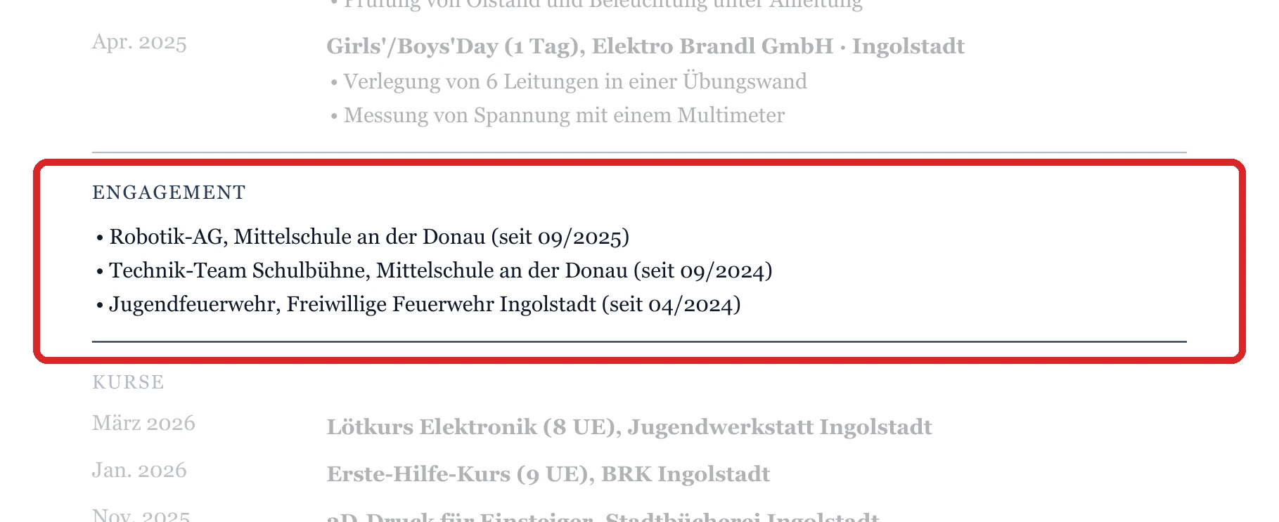 Engagement im Muster – Muster Handwerk, Technik & IT