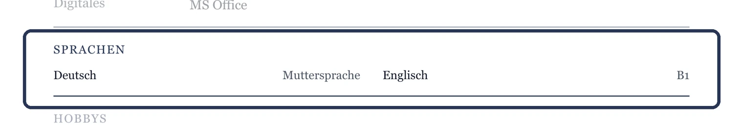 Sprachen mit Niveau – Muster Betreuung & Assistenz