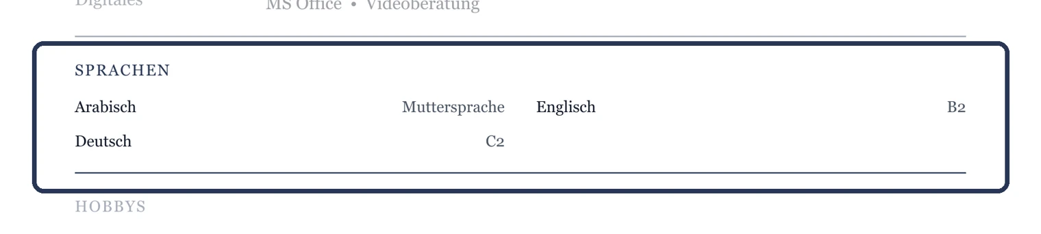 Sprachen mit Niveau – Muster Beratung & Migration