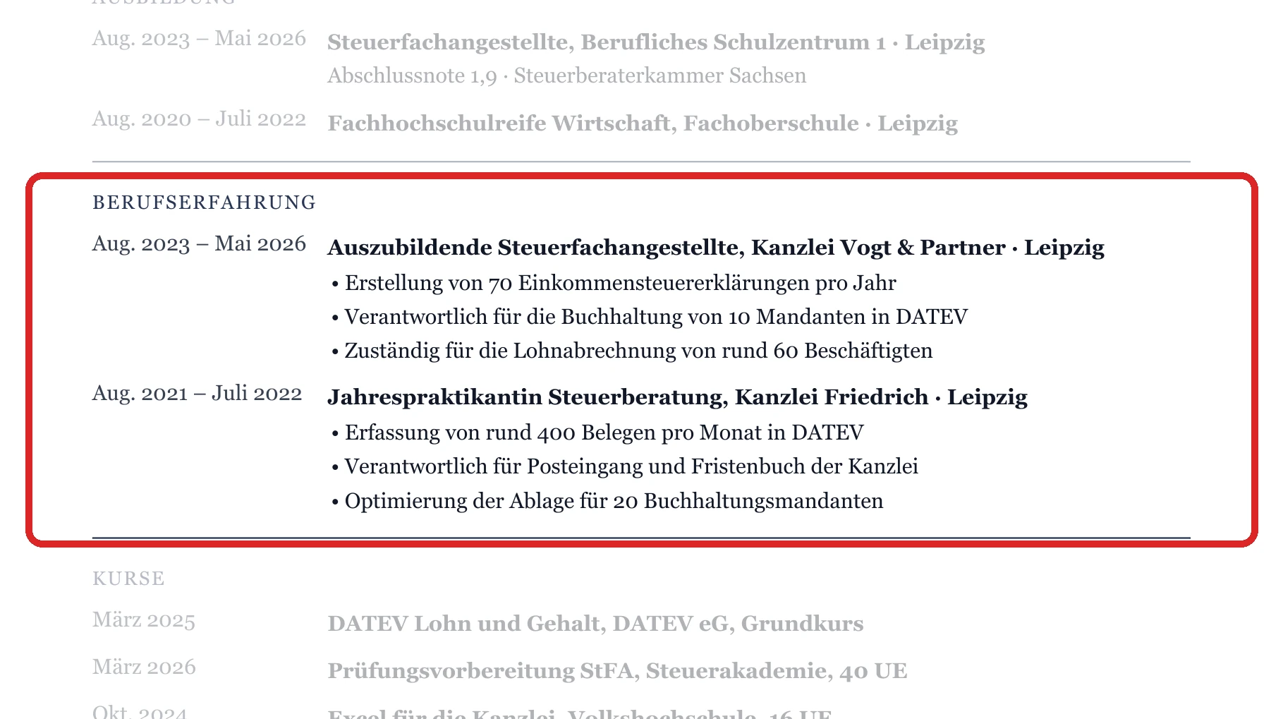 Berufserfahrung im Muster – Ausbildung & Berufseinstieg