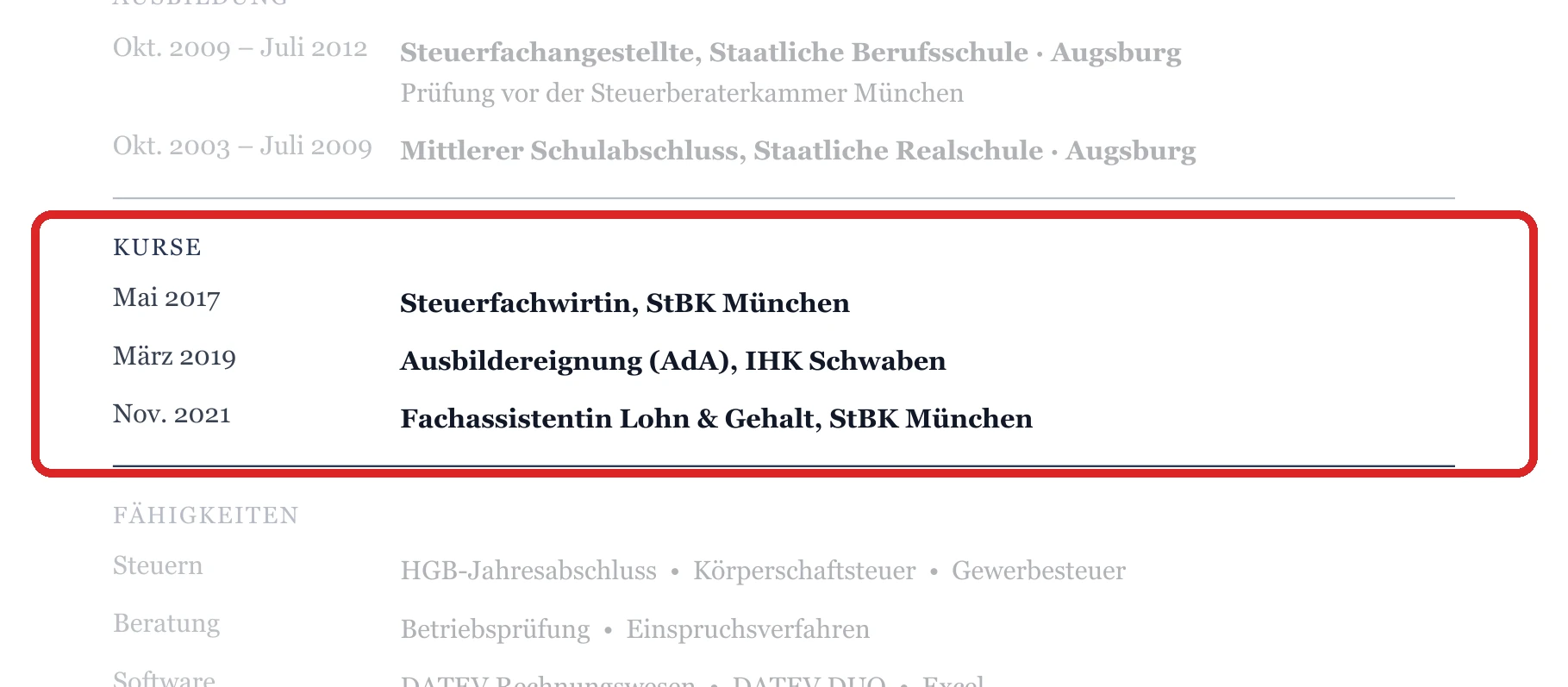 Weiterbildungen im Muster – Steuerfachwirt*in & Erfahrene