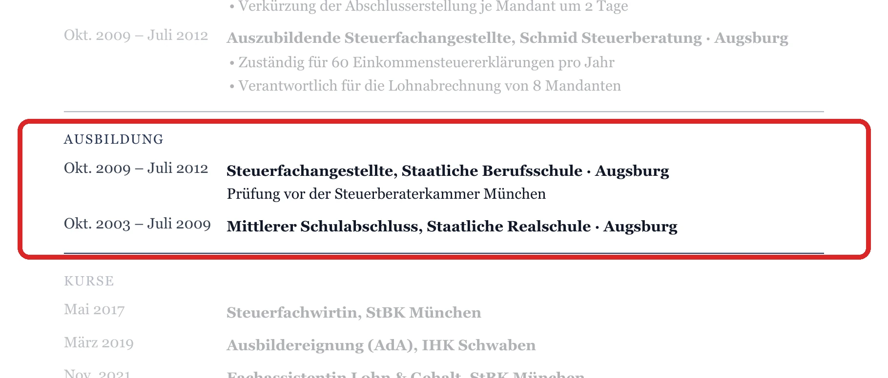 Ausbildung im Muster – Steuerfachwirt*in & Erfahrene
