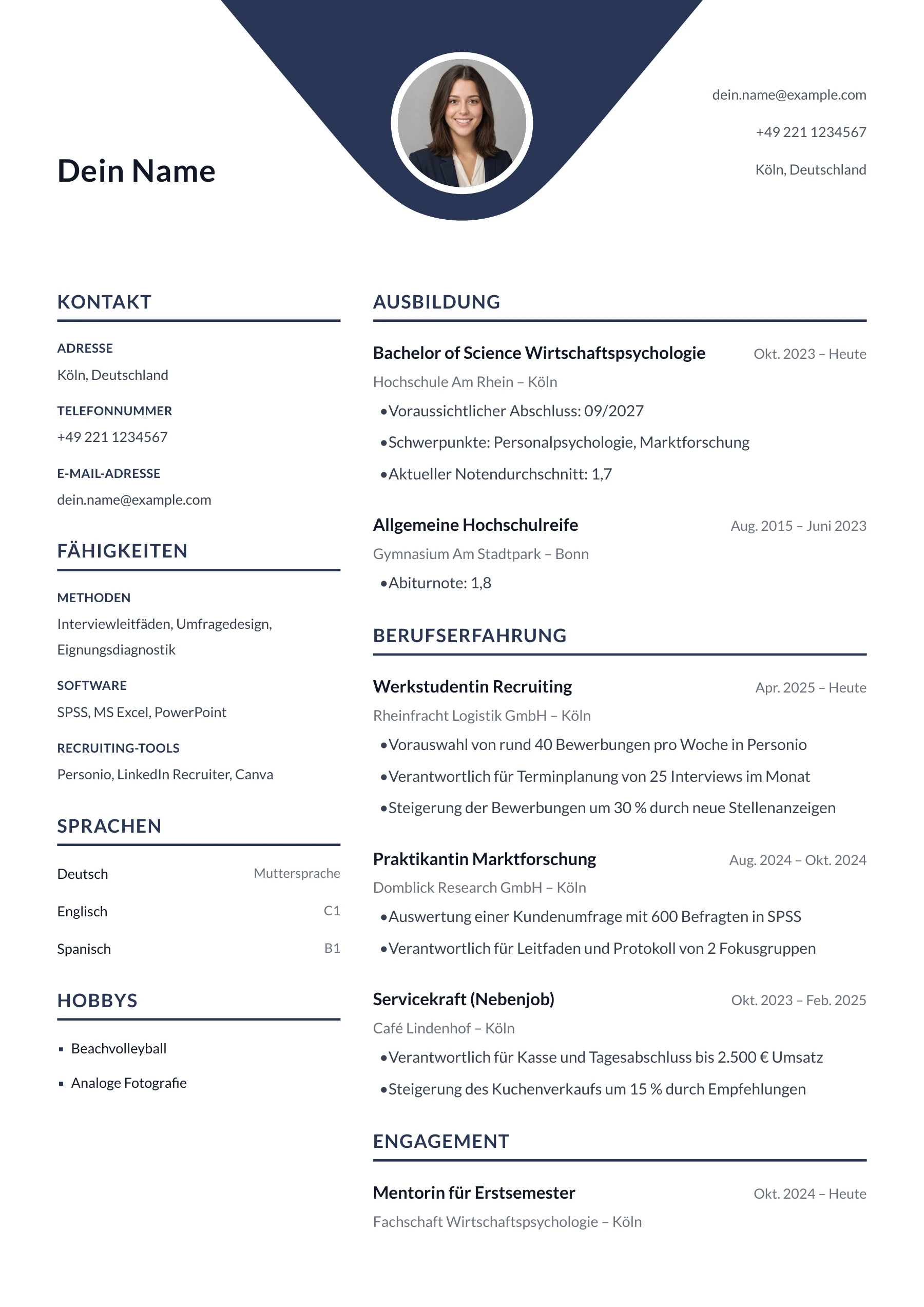 Student*in allgemein · Geometrisch zentriert