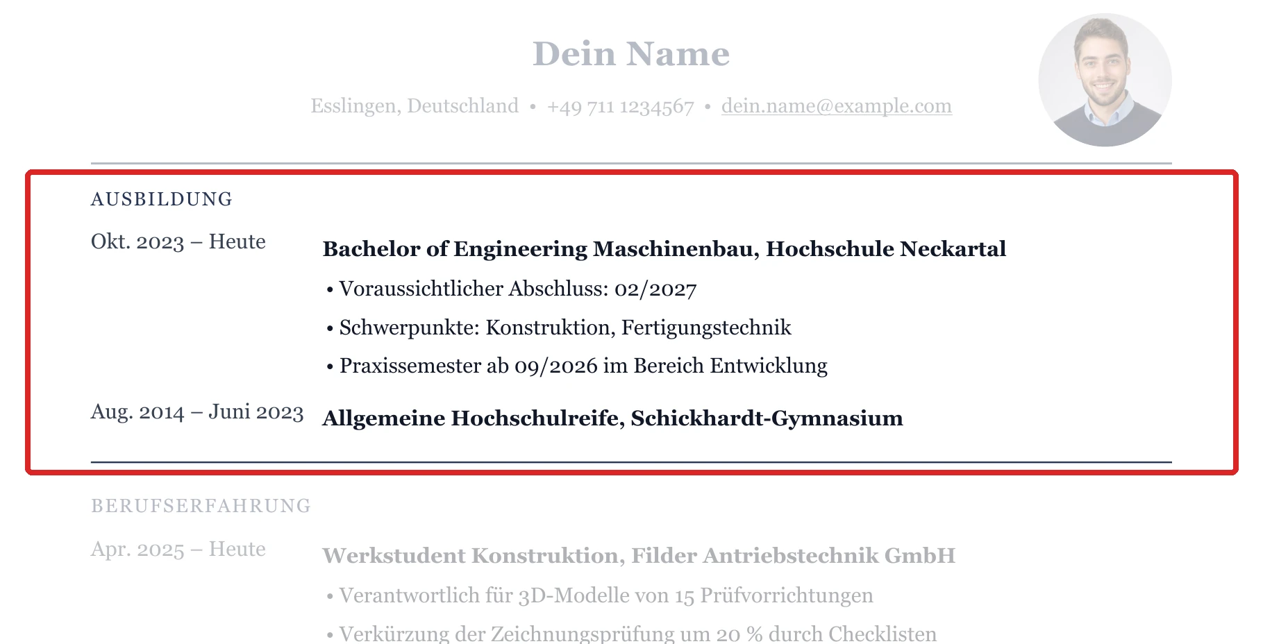 Studium im Muster – Muster Ingenieurwesen & Technik