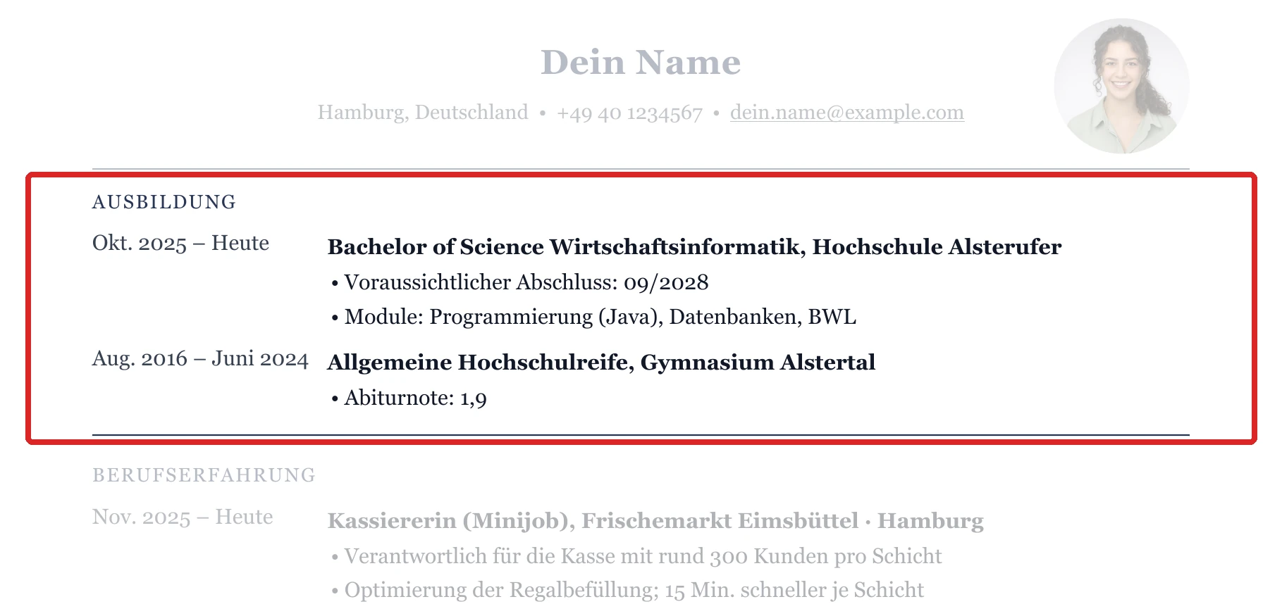 Studium im Muster – Muster Studienstart & ohne Berufserfahrung