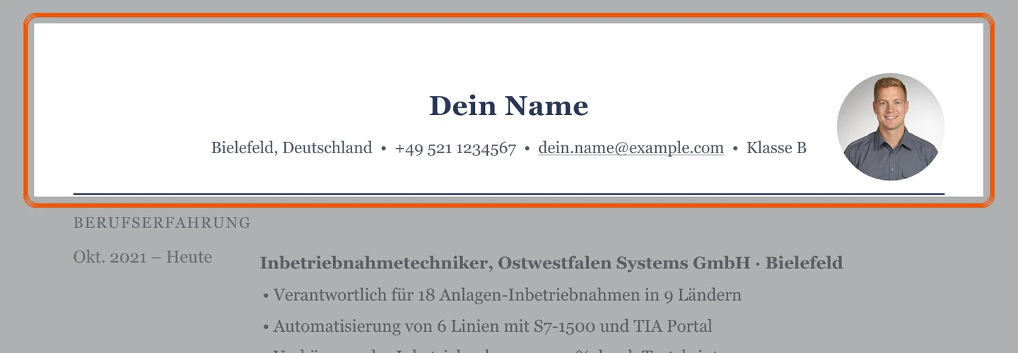 Persönliche Angaben im Muster – Muster Mechatronik & Automatisierung