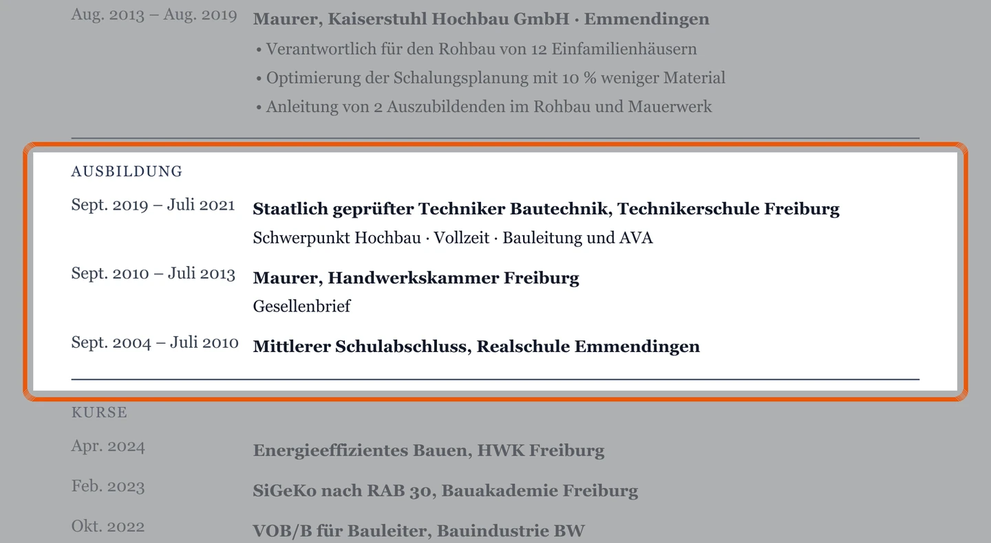 Technikerschule und Ausbildung im Muster – Muster Bau- & Gebäudetechnik
