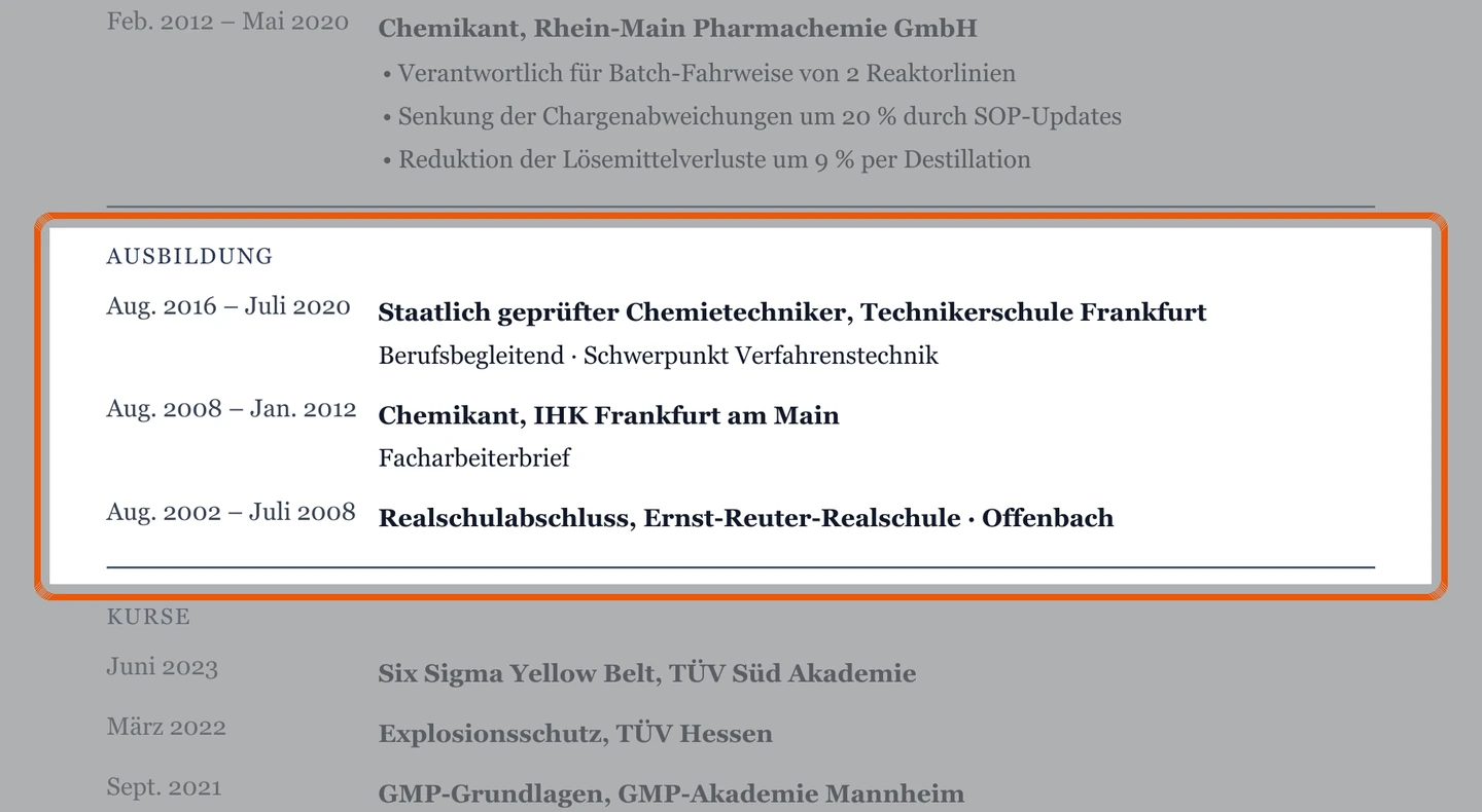 Technikerschule und Ausbildung im Muster – Muster Chemie- & Verfahrenstechnik