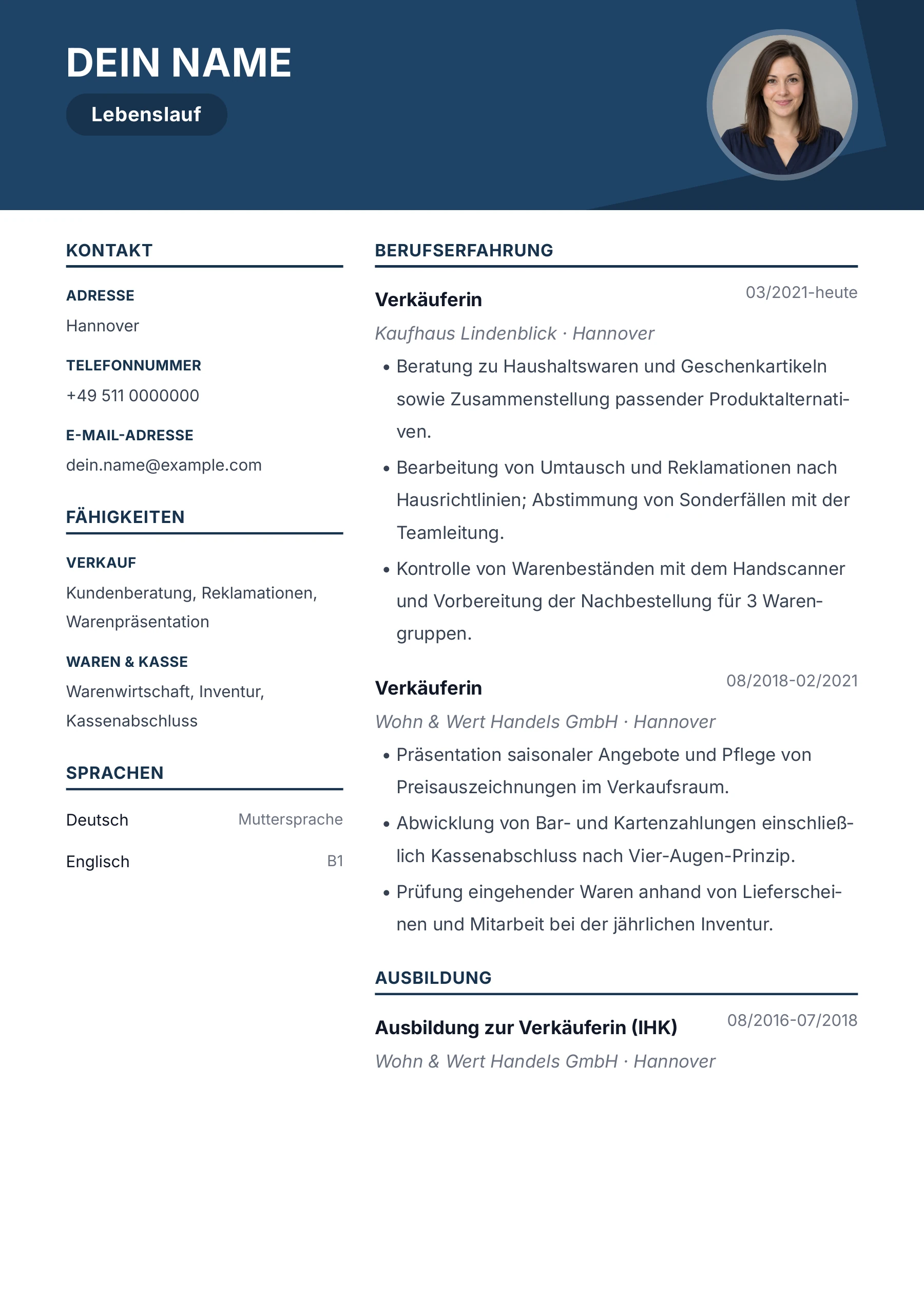 Verkäuferin – allgemein · Geometrisch