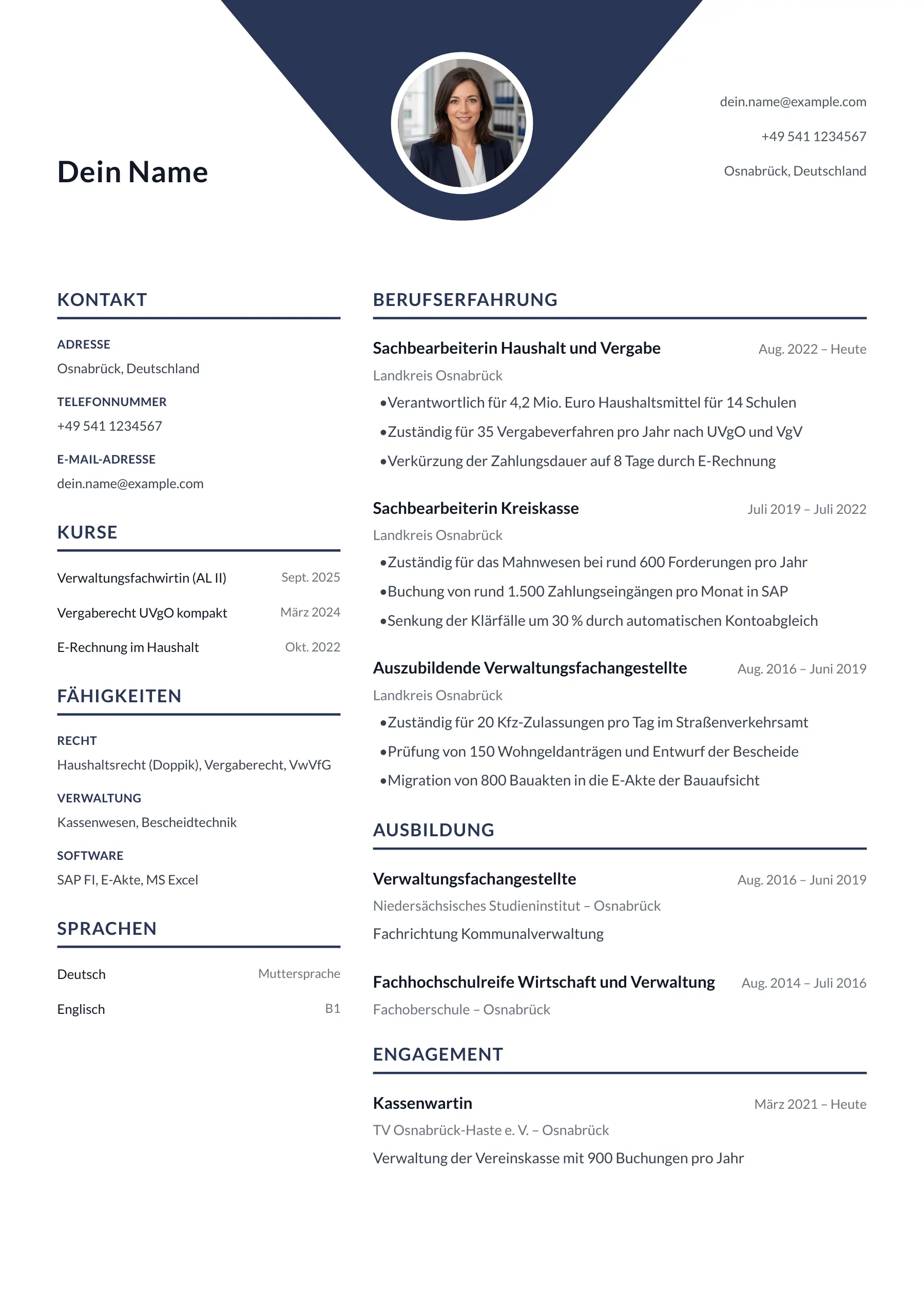 Verwaltungsfachangestellte*r allgemein · Geometrisch zentriert