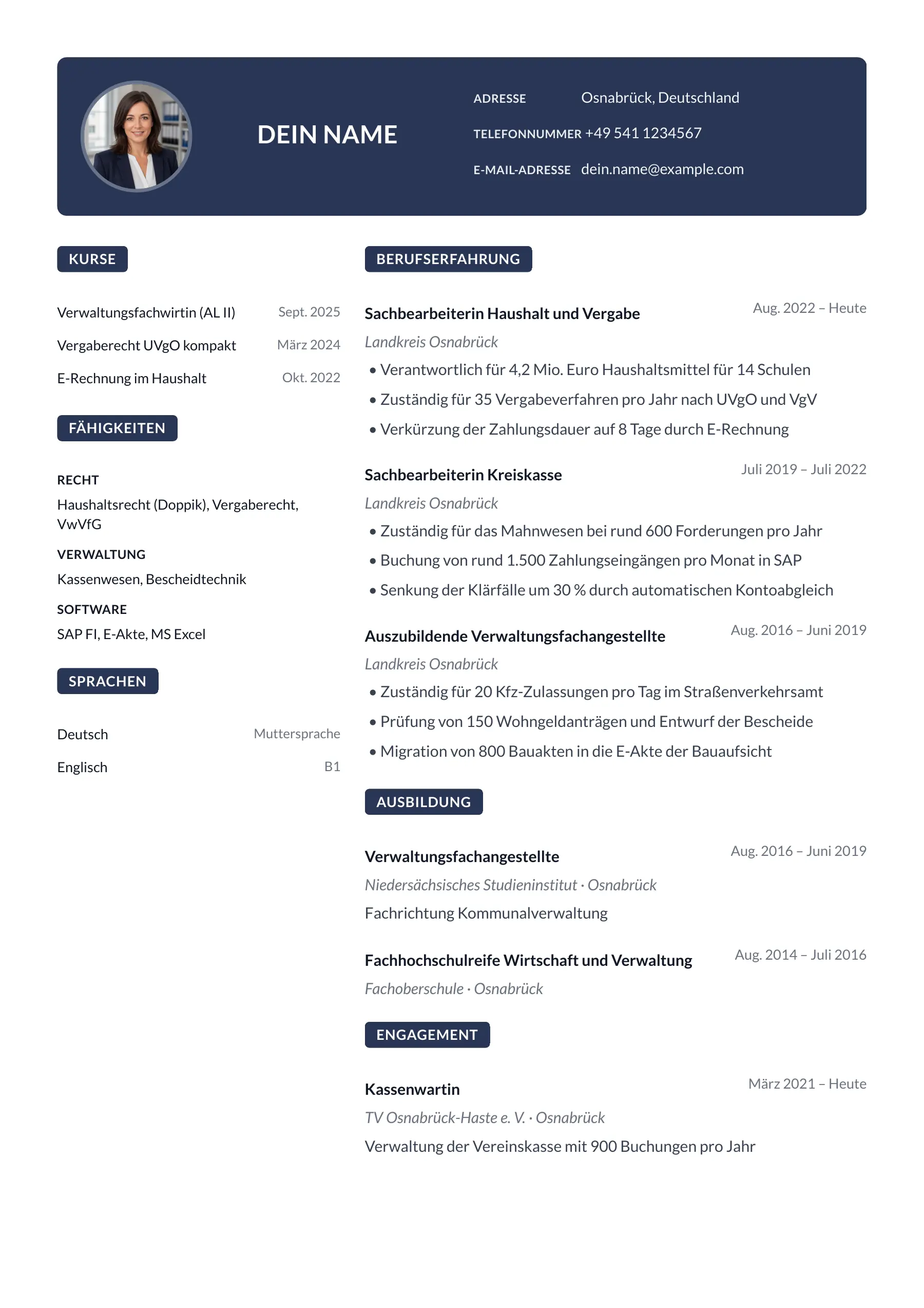 Verwaltungsfachangestellte*r allgemein · Modern