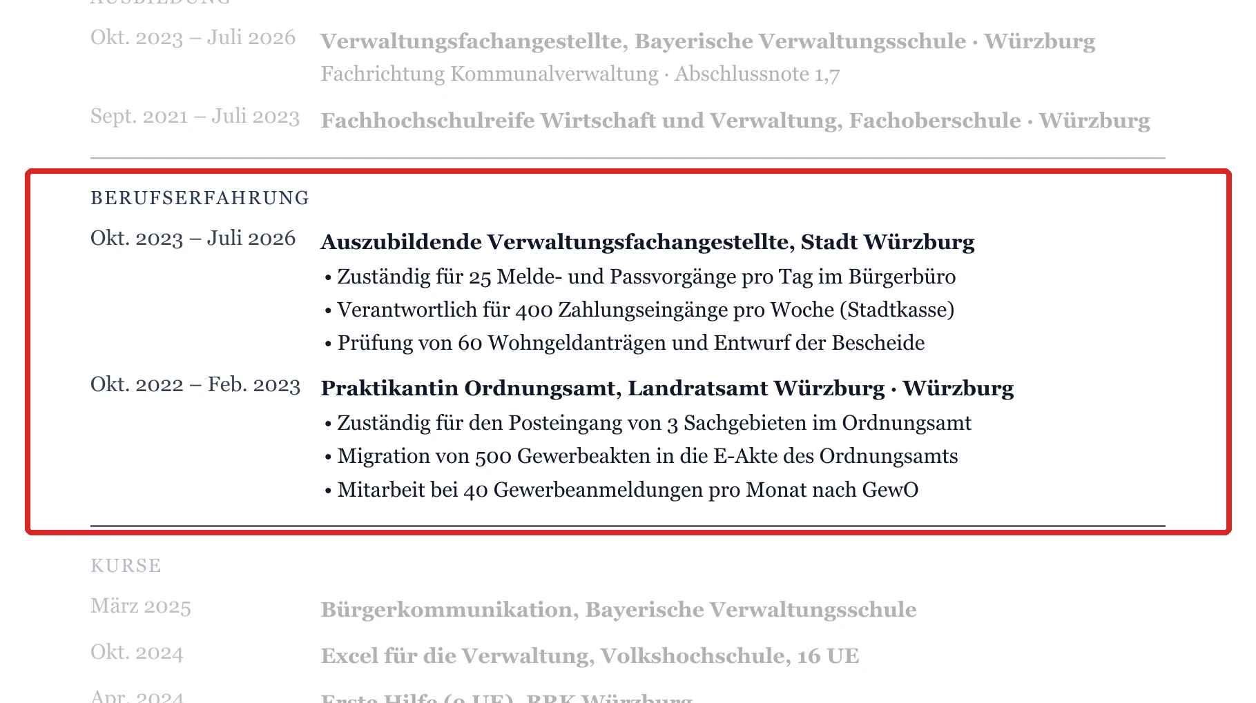 Berufserfahrung im Muster – Ausbildung & Berufseinstieg