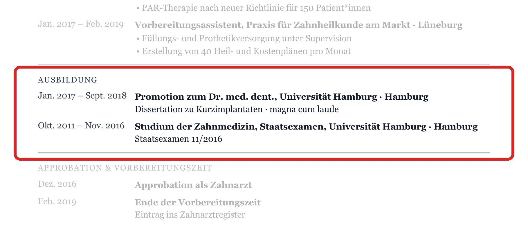 Studium im Muster – Muster Zahnarzt*in – allgemein