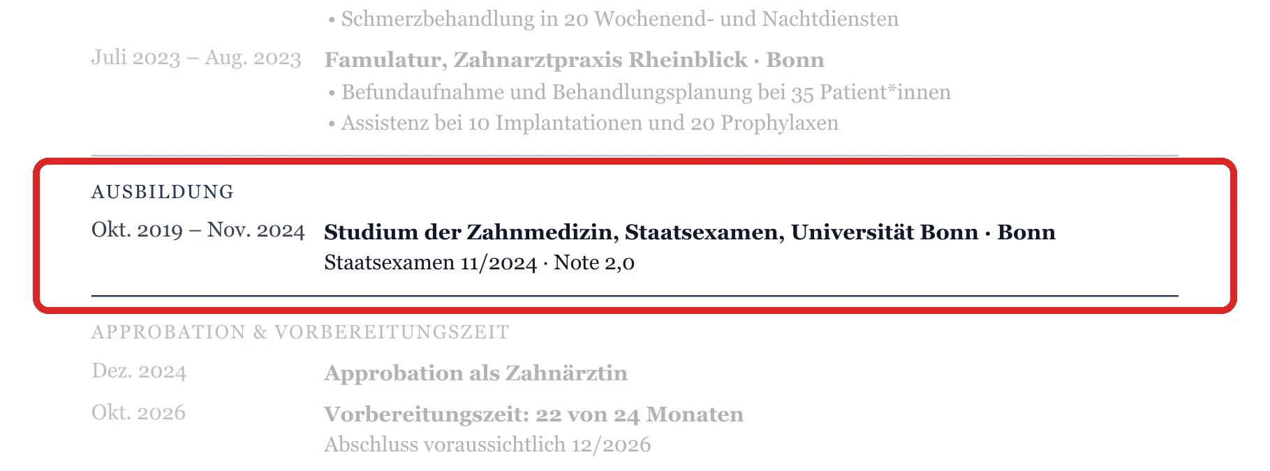 Studium im Muster – Muster Vorbereitungsassistent*in