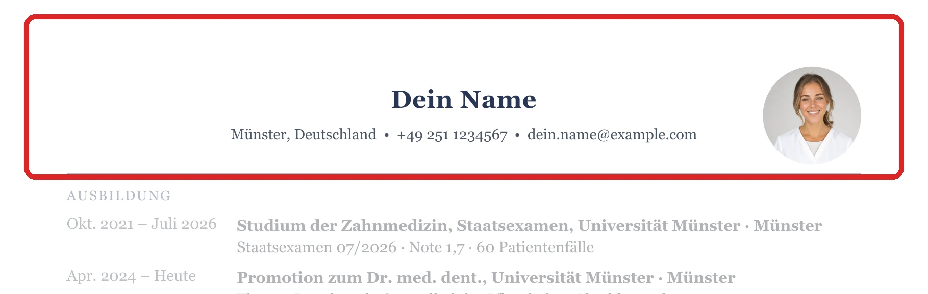 Persönliche Angaben im Muster – Muster Studium, Examen & Berufseinstieg