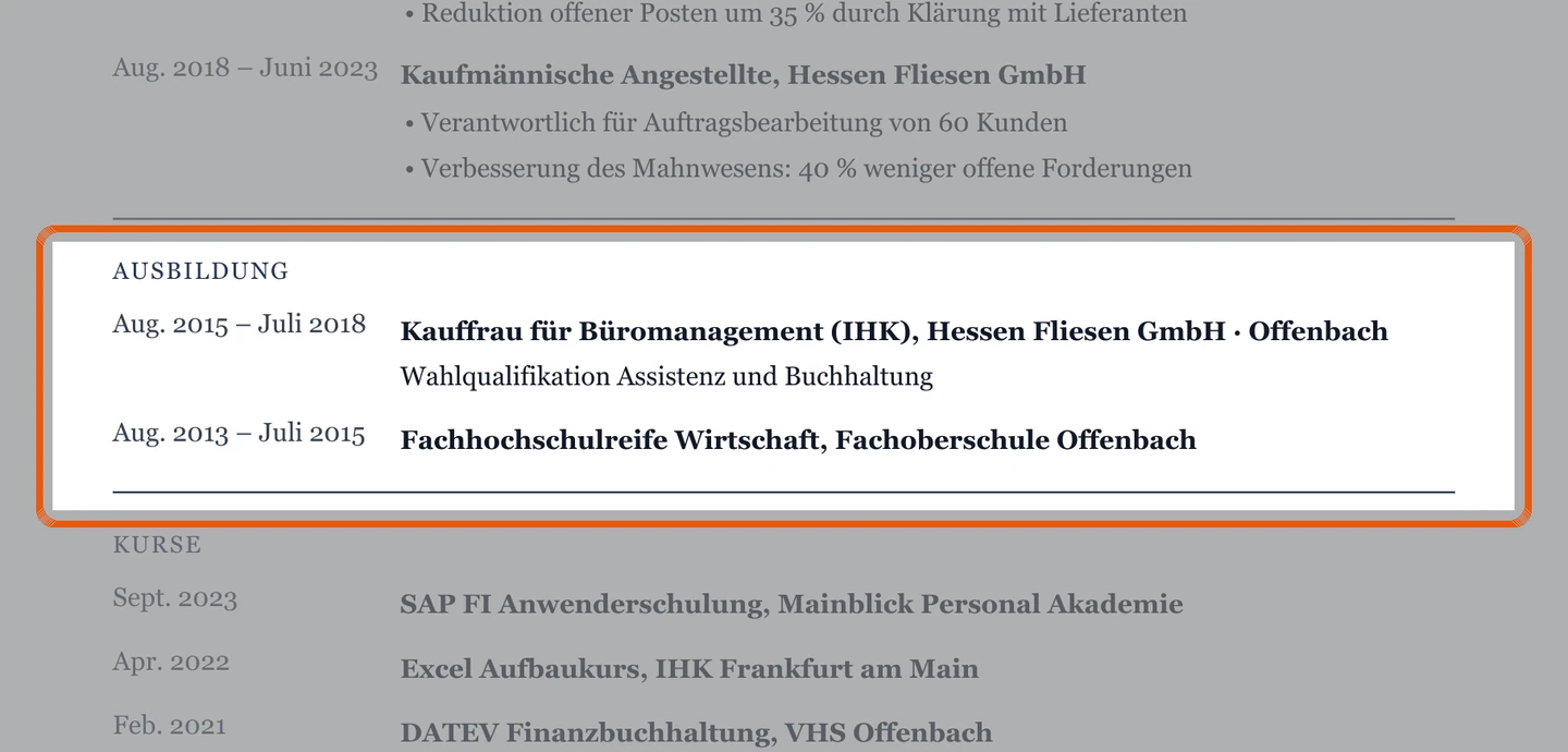 Ausbildung im Muster – Muster Büro & kaufmännische Berufe