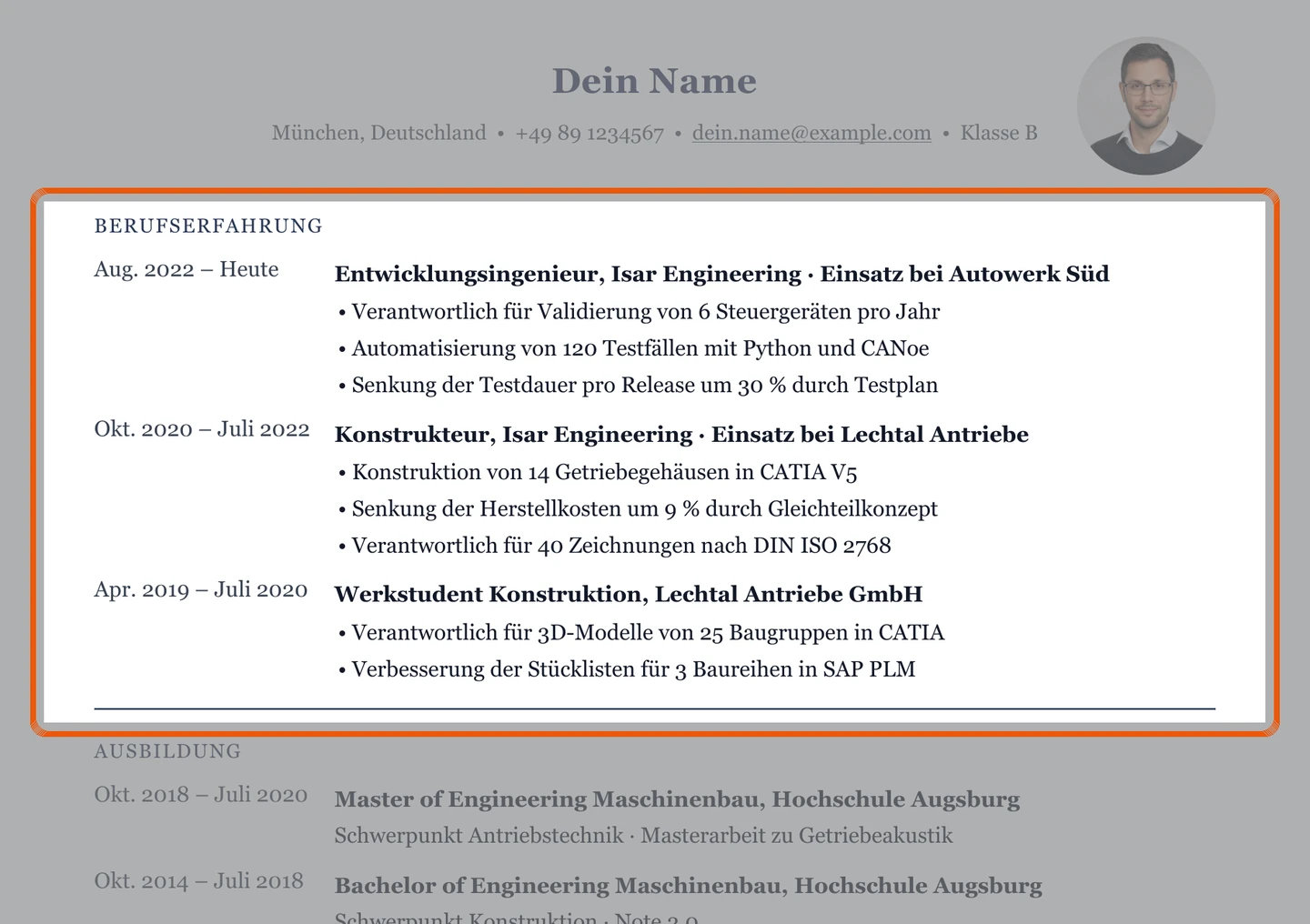 Zeitarbeit in der Berufserfahrung – Muster IT & Ingenieurwesen