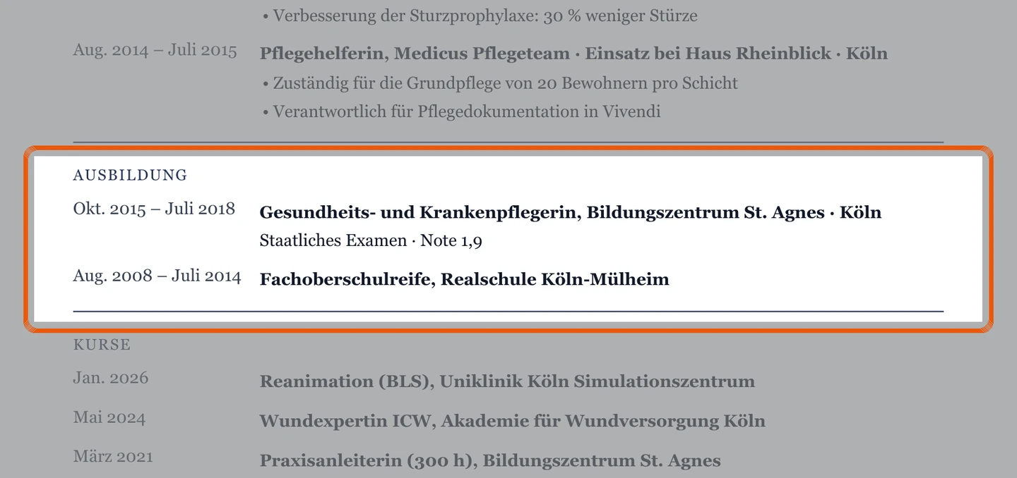 Ausbildung im Muster – Muster Pflege, Gesundheit & Soziales